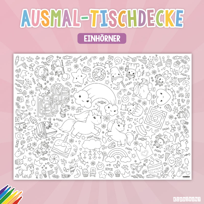 Ausmal-Tischdecke "Einhörner"