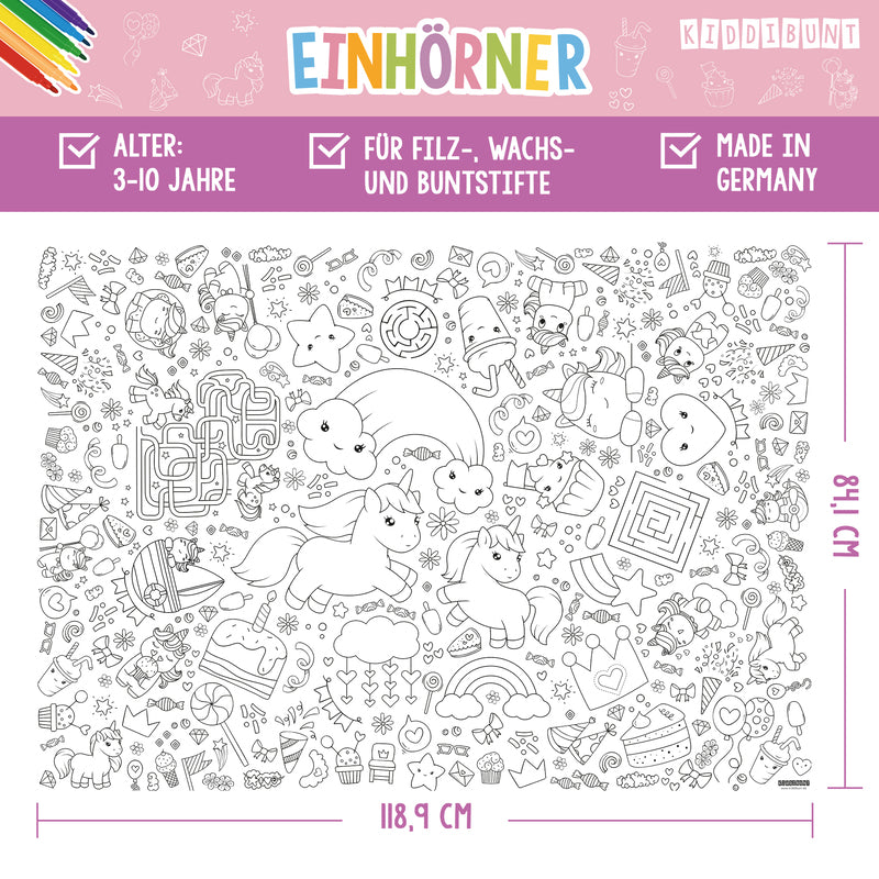 Ausmal-Tischdecke "Einhörner"