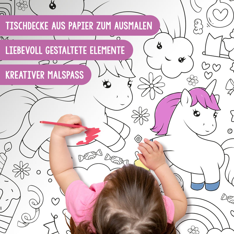 Ausmal-Tischdecke "Einhörner"