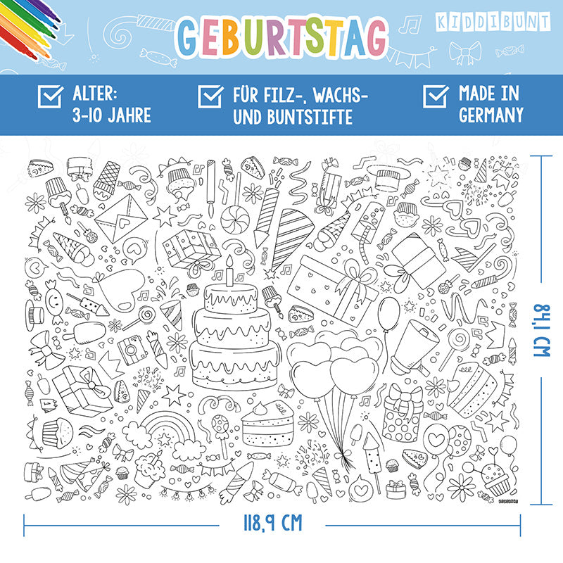 Ausmal-Tischdecke "Geburtstag"