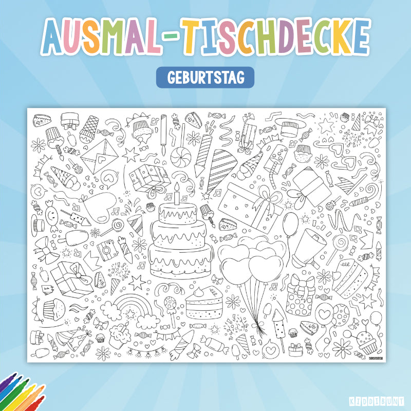Ausmal-Tischdecke "Geburtstag"