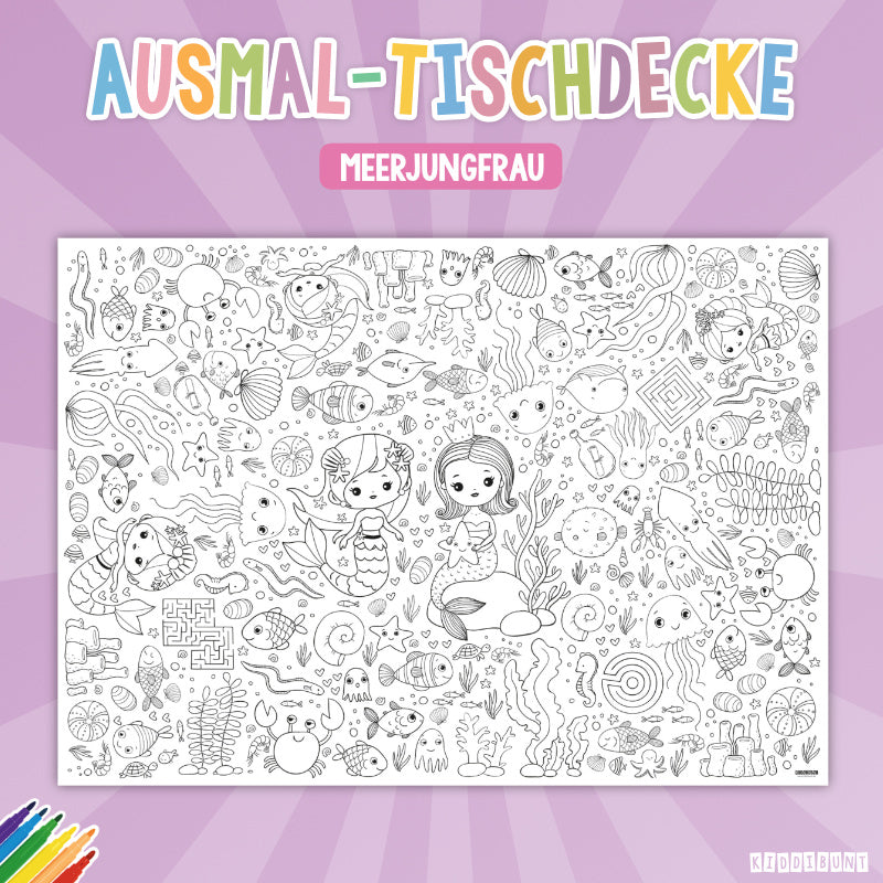 Ausmal-Tischdecke "Meerjungfrau"