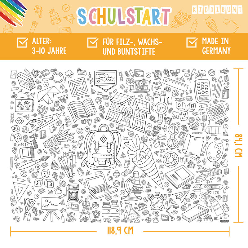 Ausmal-Tischdecke "Schulstart"
