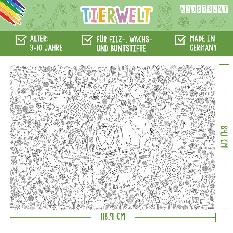 Ausmal-Tischdecke "Tierwelt"